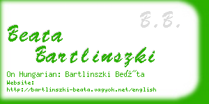 beata bartlinszki business card